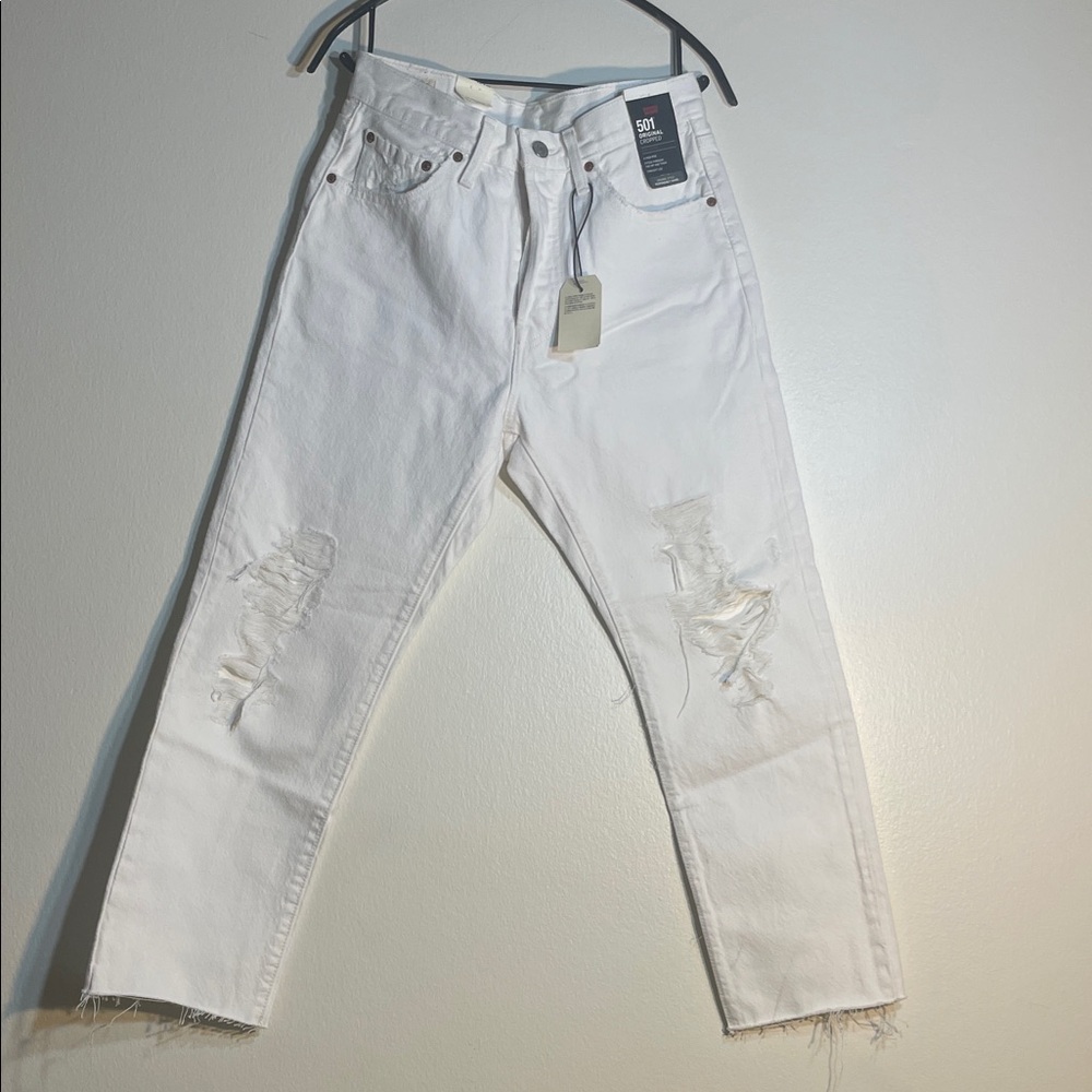 Levi’s 501 – High Rise – Button Fly – 28 x 26 | Off-white – Cropped